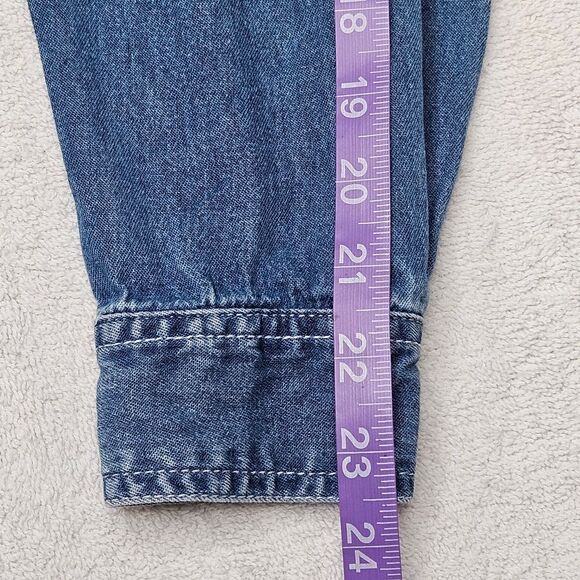 Bobbie Brooks Vintage Embroidered Christmas Button Front Chambray Blouse - Picture 12 of 12